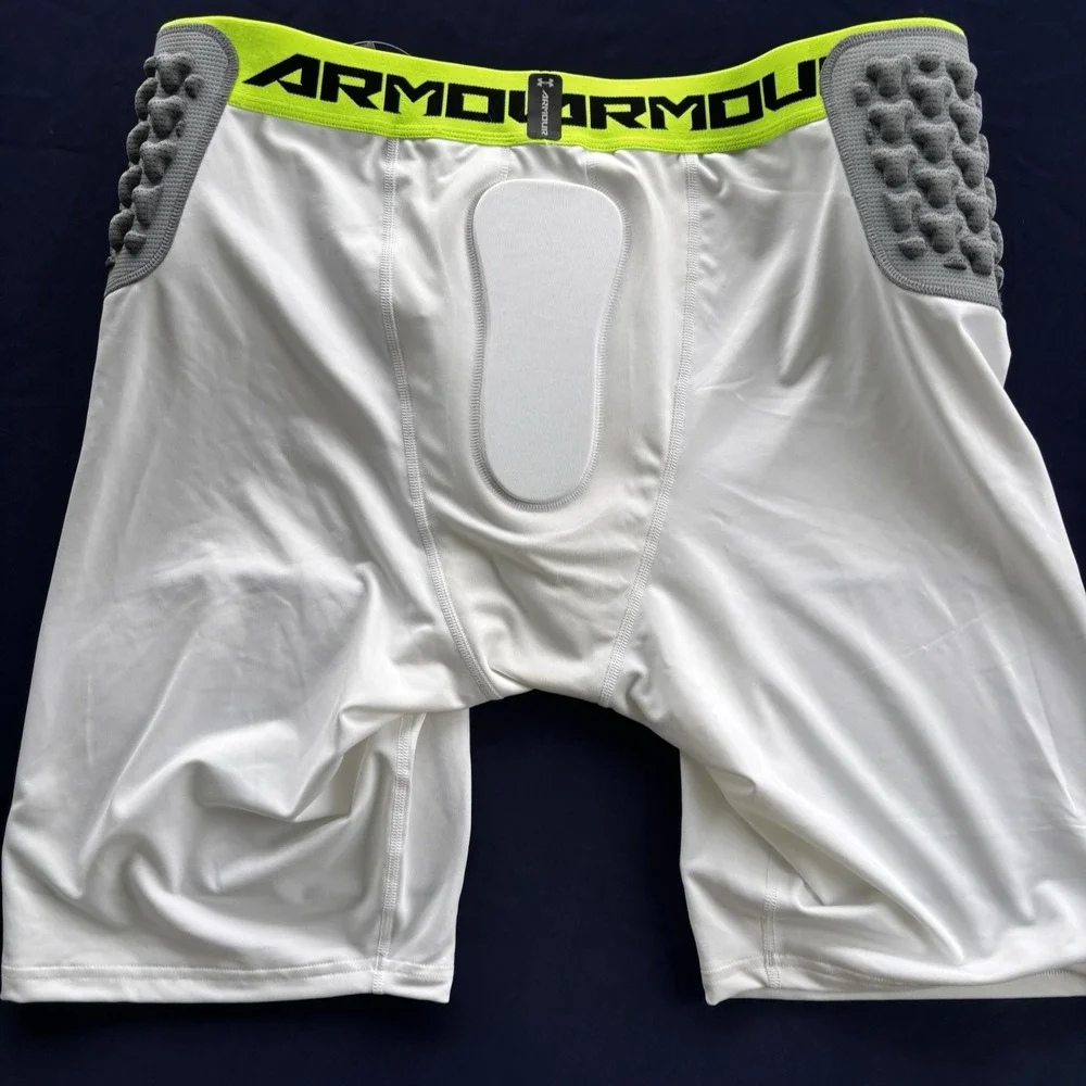 Under‎ Armour HeatGear 3XL Padded Compression Shorts Football White Gray NWT